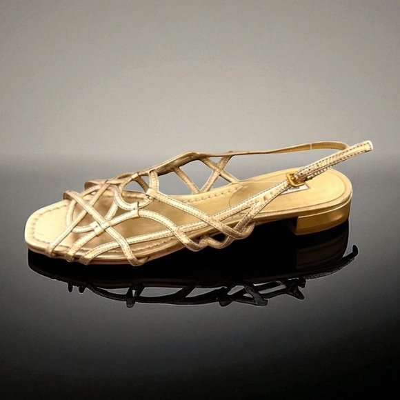Miu Miu Gold Cage Metallic Sandals 40.5 - Picture 1 of 9
